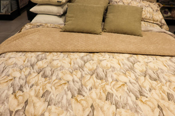 istock bedroom interior with a large bed and beautiful pillows 1300212835