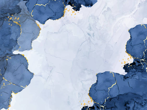 классический синий акварели жидкости картина вектор дизайн карты - sapphire stock illustrations