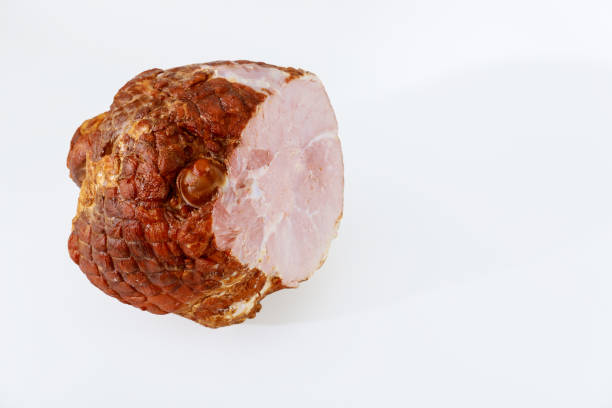 istock Boneless pork ham isolated on white background. 1300224760