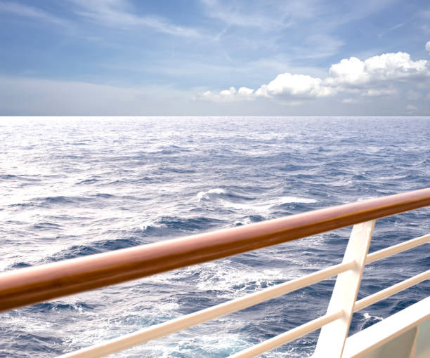 istock View from cruise ship railing, calm sea, sunny day 1300227531