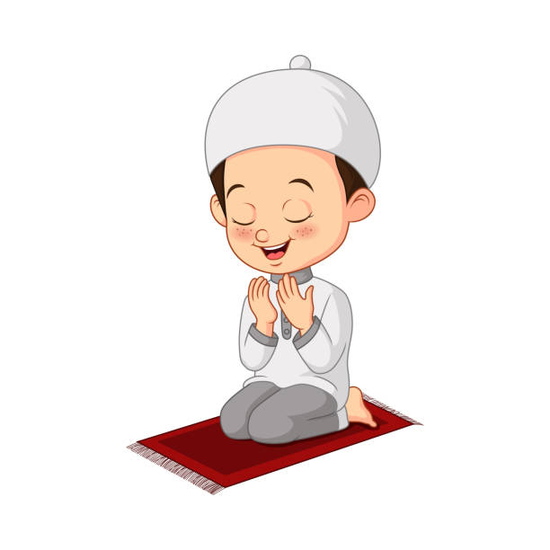 Cartoon Muslim little boy praying Vector illustration of  Cartoon Muslim little boy praying cartoon of muslim costume stock illustrations