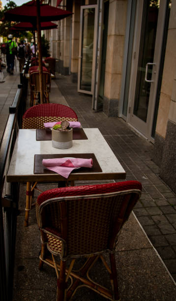 istock empty outdoor seating area in Boston 1300230810