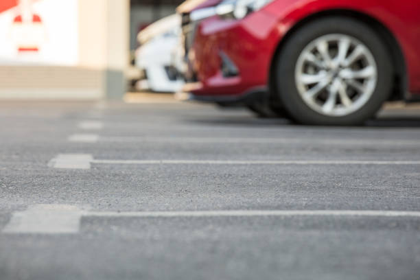 istock Selective focus of Parking lines on the parking lot 1300234337