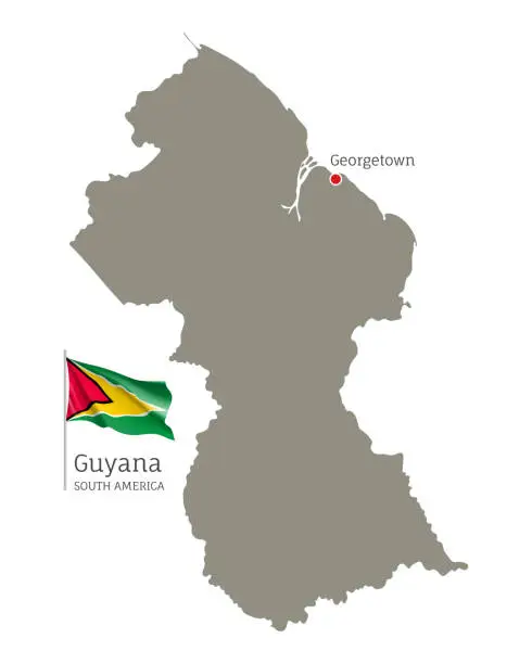 Vector illustration of Silhouette of Guyana country map