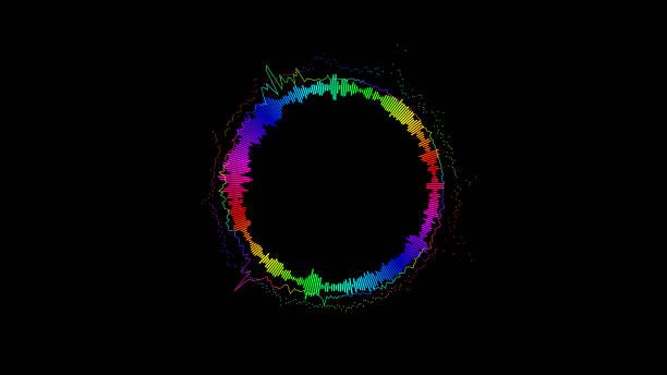 istock Abstract spectrum bounce spectral wave design on black background vibrating wave form. Audio spectrum simulation for music futuristic animation. 1300237892