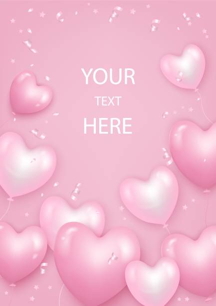 istock Romantic festive banner with soft pink heart-shaped balloons. 1300248340