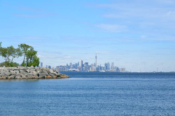 Cityscape from the lake ontario stock photo