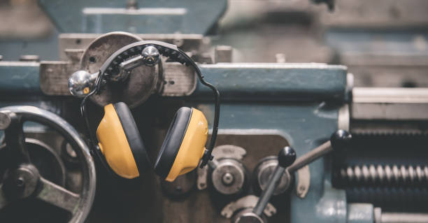 istock Protective headphones Construction tool. Protective headphones. Professional construction accessory 1300256256