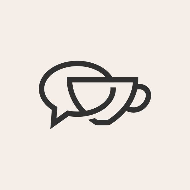 ilustrações de stock, clip art, desenhos animados e ícones de coffee talk chat bubble hipster vintage vector icon illustration - coffee