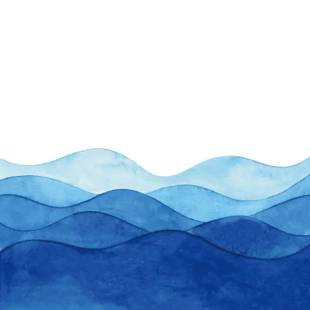 Vector illustration of Watercolor Background With Abstract Blue Waves