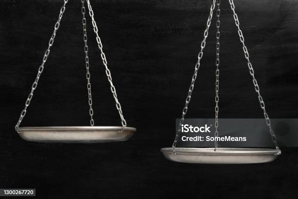 Empty Balance Empty Scales Close Up On Black Background Balance Scales Stock Photo ...