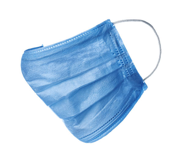 istock Blue medical face masks isolated on white 1300270528