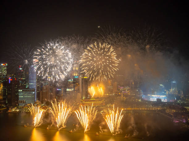 Singapore Independence day, Marina bay sand fireworks celebrations Singapore Independence day, Marina bay sand fireworks celebrations ndp stock pictures, royalty-free photos & images