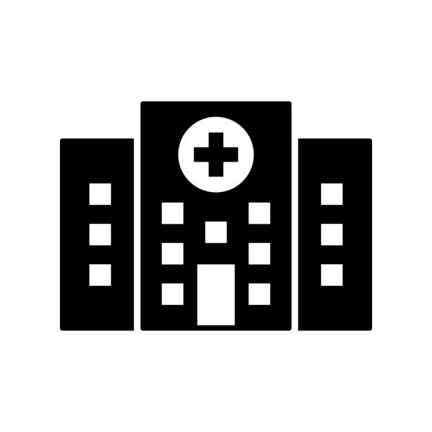 templat ilustrasi vektor desain ikon rumah sakit - hospital building ilustrasi stok