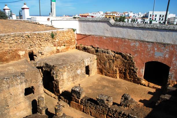 Tomb of the elephant ruins, Carmona, Spain. Elevated view of the tomb of the elephant (Tumba del Elefante) at the archaeological complex, Carmona, Spain. carmona stock pictures, royalty-free photos & images