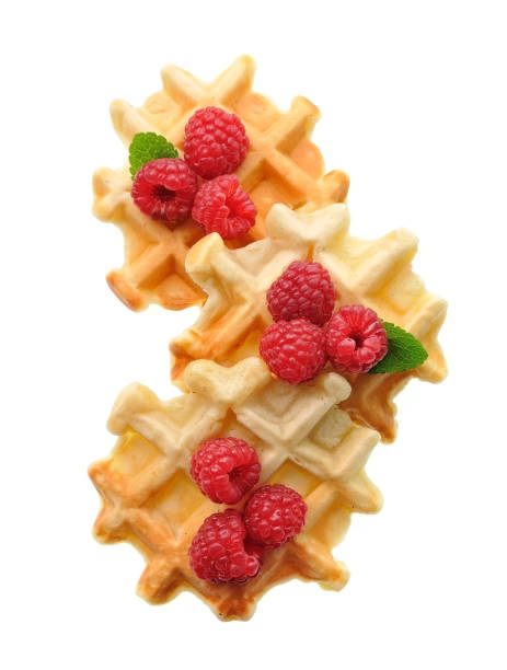 istock Traditional belgian waffles with fresh berry of raspberry 1300277739
