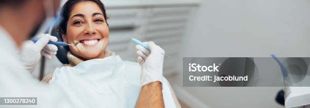 Woman Getting Dental Treatment Stock Photo - Download Image Now - Dentist, Dental Health, Patient