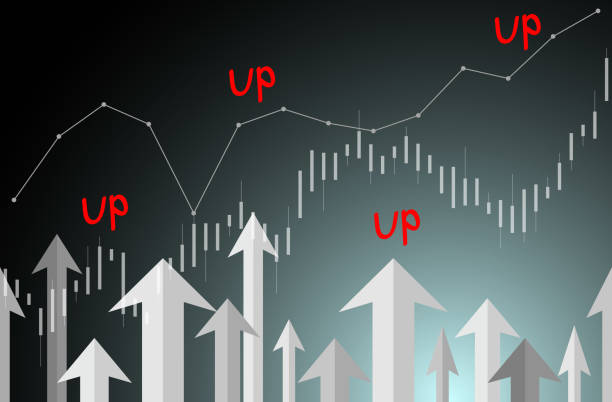 illustrazioni stock, clip art, cartoni animati e icone di tendenza di illustrazione di frecce verso l'alto e grafico azionario - price gouging