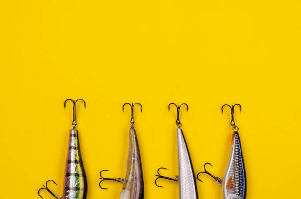 Fishing bait tackle and baubles for fishing on a white background, wobbler.