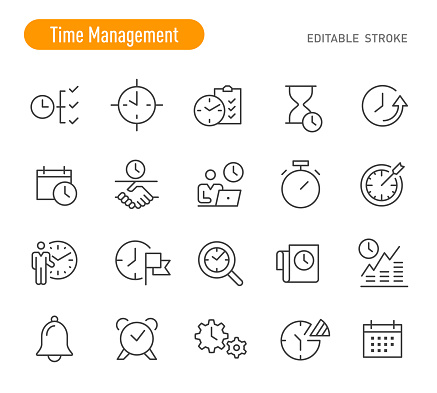 Time Management Icons (Editable Stroke)