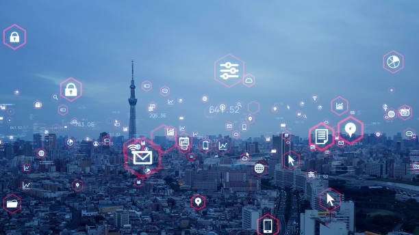 istock Smart city and communication network concept. 5G. IoT (Internet of Things). Telecommunication. 1300287238