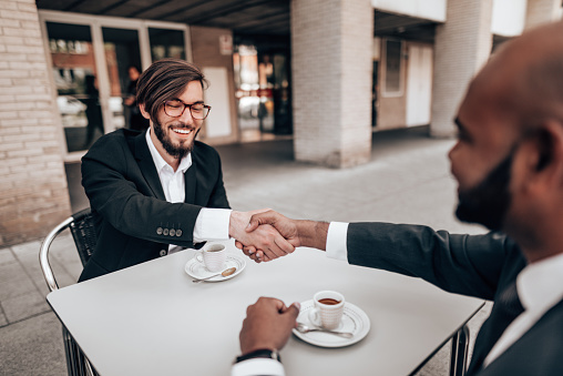 business meeting at the cafe