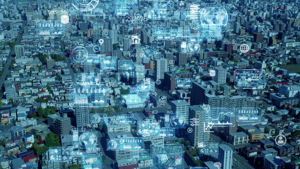 istock Smart city and communication network concept. 5G. IoT (Internet of Things). Telecommunication. 1300287290