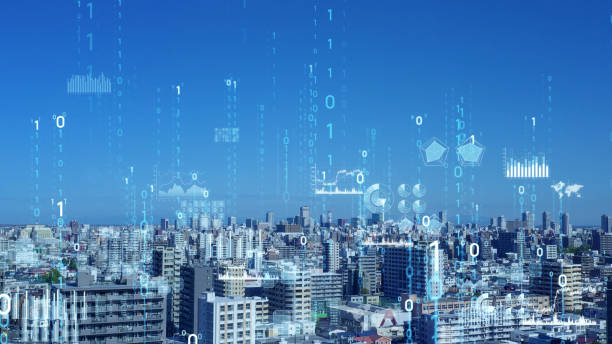 istock Digital transformation concept. Smart city. Communication network. 1300287293