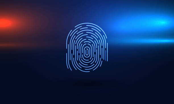 ilustraciones, imágenes clip art, dibujos animados e iconos de stock de huella digital sobre los antecedentes tecnológicos - fingerprint lock order accessibility