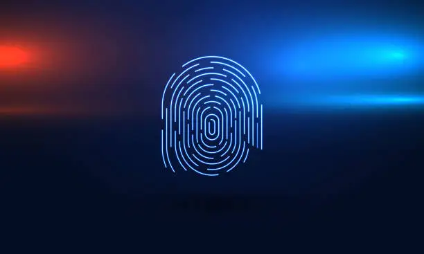 Vector illustration of fingerprint on technology background