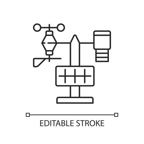 ilustrações de stock, clip art, desenhos animados e ícones de weather stations linear icon - meteo