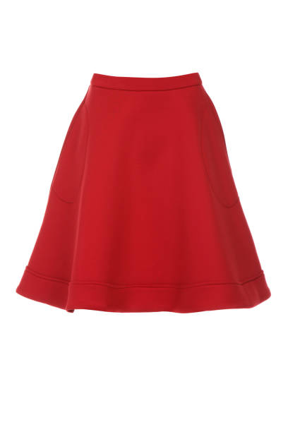 istock Red neoprene mini skirt isolated on white background 1300289835
