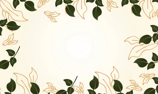 Vector illustration of leaf branch, flowers and pods. stock illustration