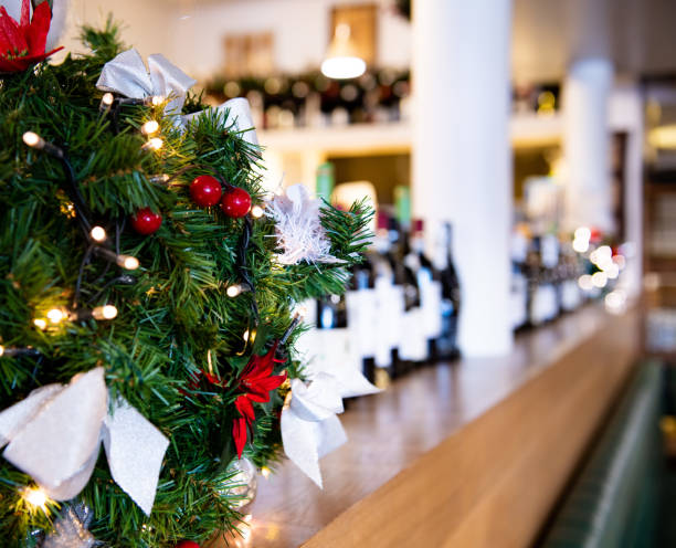 istock Christmas decoration in wine shop 1300292814