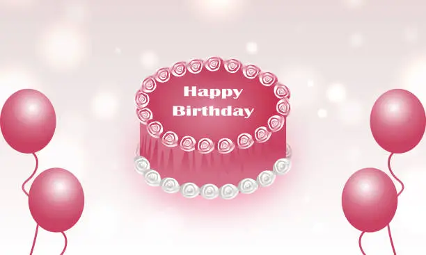 Vector illustration of birthday cakes with balloons stock illustration