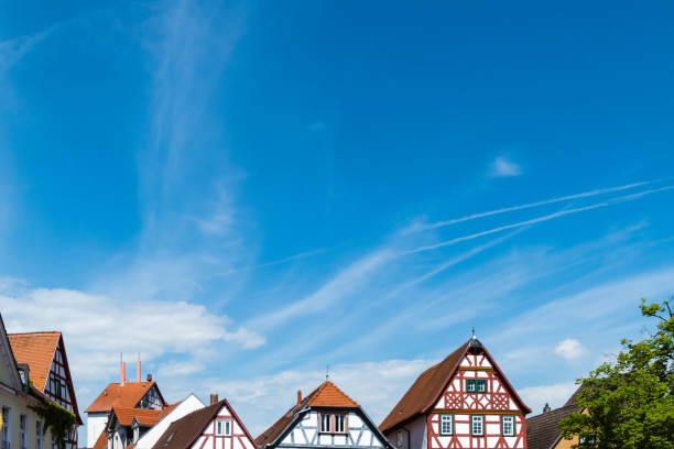 Apartment buildings in Augsburg, Germany. Multiple paint colors. Built right next to each other.