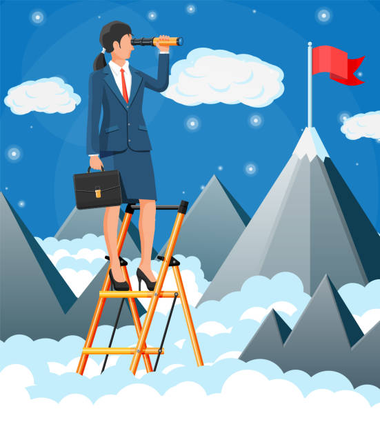 istock Businesswoman looking in spyglass 1300301078