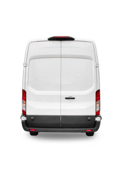 istock White delivery truck rear view isolated on white background with clipping path 1300302168