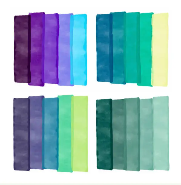Vector illustration of Watercolor Acrylic Painting Brush Stroke Color Palette Stripes
