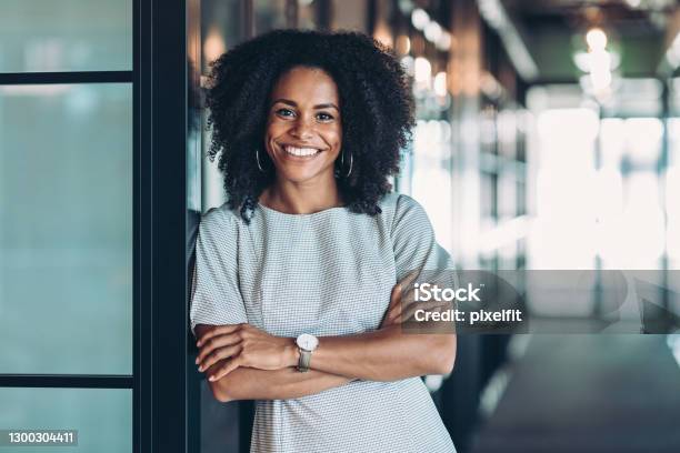 Beautiful Smiling African Ethnicity Businesswoman Stock Photo - Download Image Now - Women, One Woman Only, Smiling