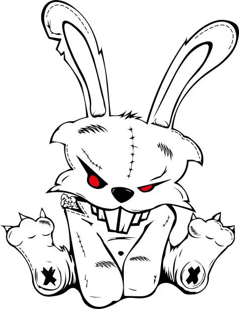 Vector illustration of Angry bunny