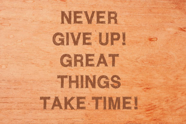 istock Motivational quote - Never give up great things take time 1300307508