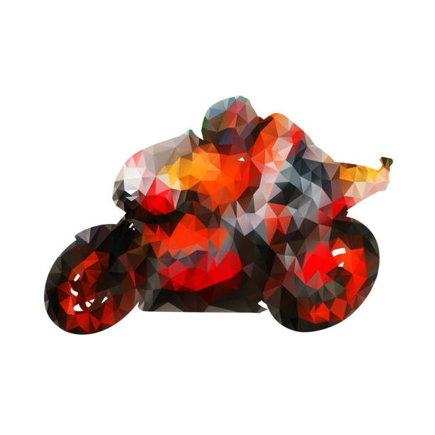 istock Low poly motorbike rider. Road motorcycling 1300308923