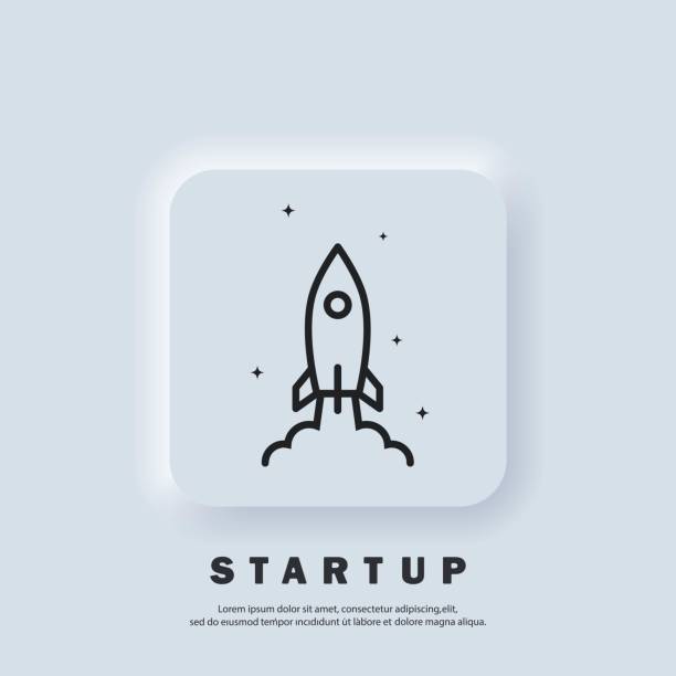 Startup rocket. Start up icon. Rocket launch and smoke. Startup project concept. Vector. UI icon. Neumorphic UI UX white user interface web button. Startup rocket. Start up icon. Rocket launch and smoke. Startup project concept. Vector. UI icon. Neumorphic UI UX white user interface web button. takeoff stock illustrations
