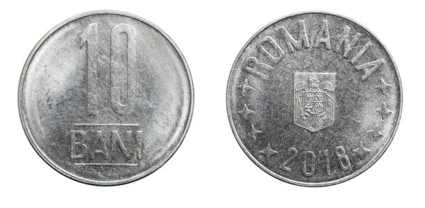 istock ten Romanian bani coin isolated on white background 1300321212