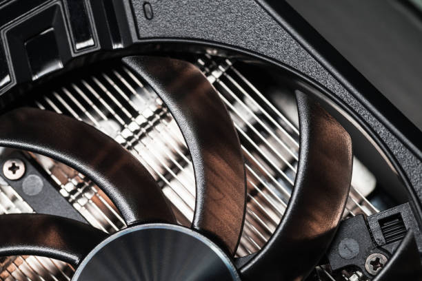 istock New shiny black GPU cooler fragment, close-up 1300333727