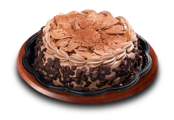 Tasty chocolate cake isolated on white