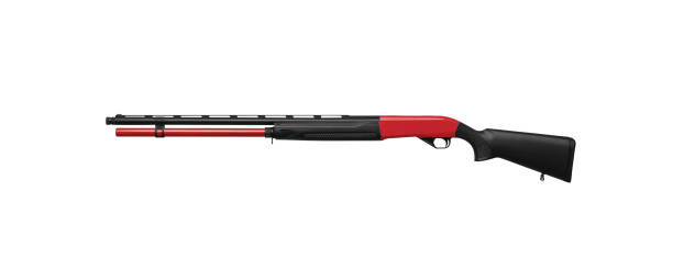 istock Modern black semi-automatic shotgun with blue accents isolate on a white background. Weapons for sport and hunting. 1300336181