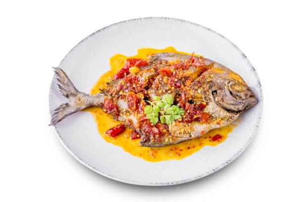 istock Deep fried pomfret fish and chili sauce 1300338020
