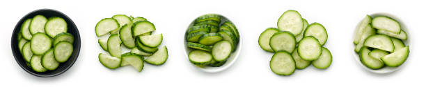 istock Fresh cucumber slices, from above 1300338357